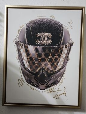 CHANEL Purple and Gold Motorcycle Helmet Art Print